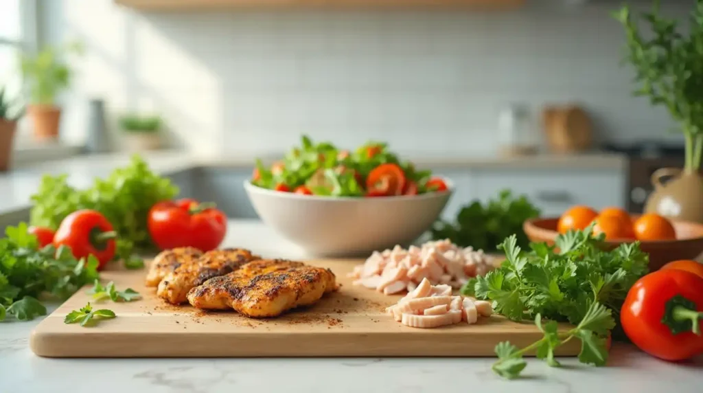 This image showcases a collection of easy-to-make meals, including a creamy pasta dish, veggie stir-fry, and a hearty salad. With just a few staple ingredients and minimal prep time, these recipes provide a balanced and flavorful dinner solution for busy days. Perfect for beginners or anyone seeking fast, satisfying meal options.