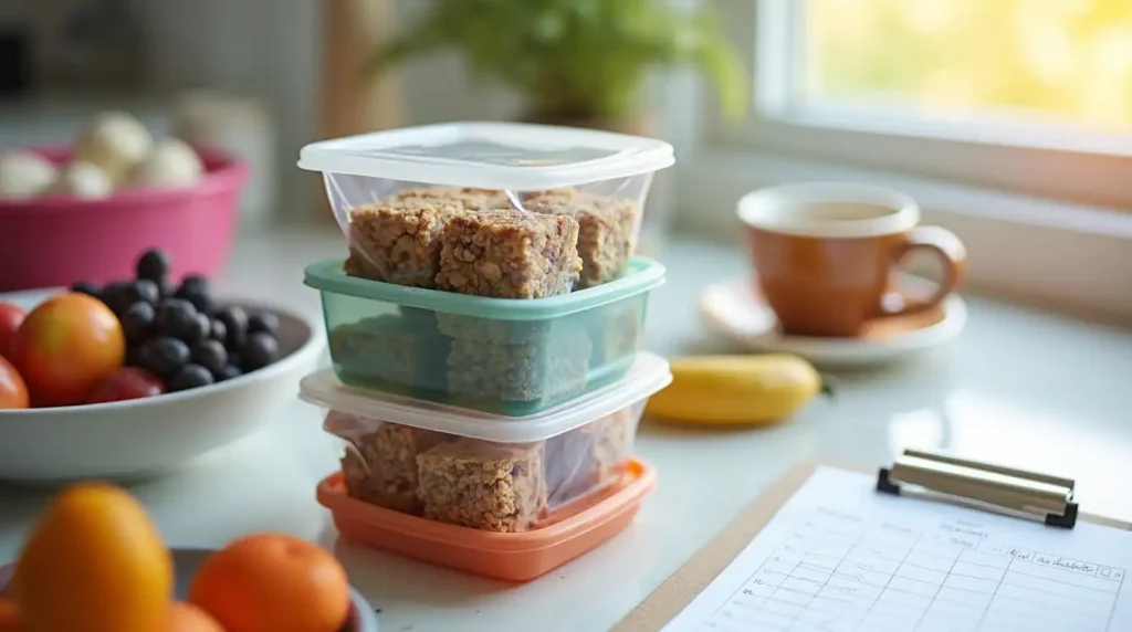 Assorted homemade granola bars with various flavor additions like nuts, chocolate chips, and dried fruit