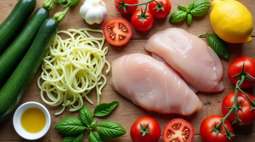 A variety of meal ingredients and garnishes on a wooden kitchen counter, showing optional tweaks for customizing recipes.