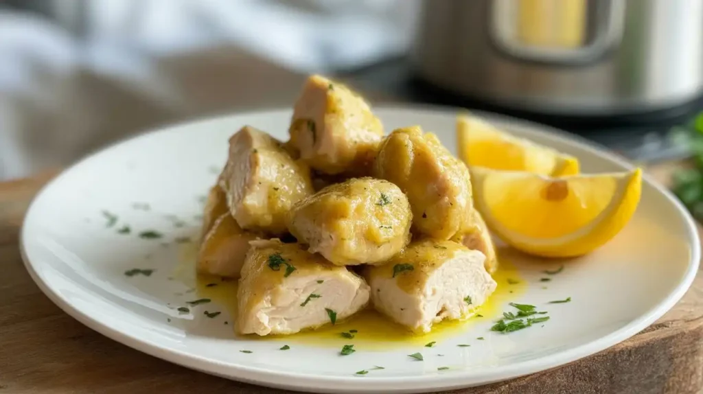 Bite-sized chicken pieces sautéed in garlic butter until golden and juicy.