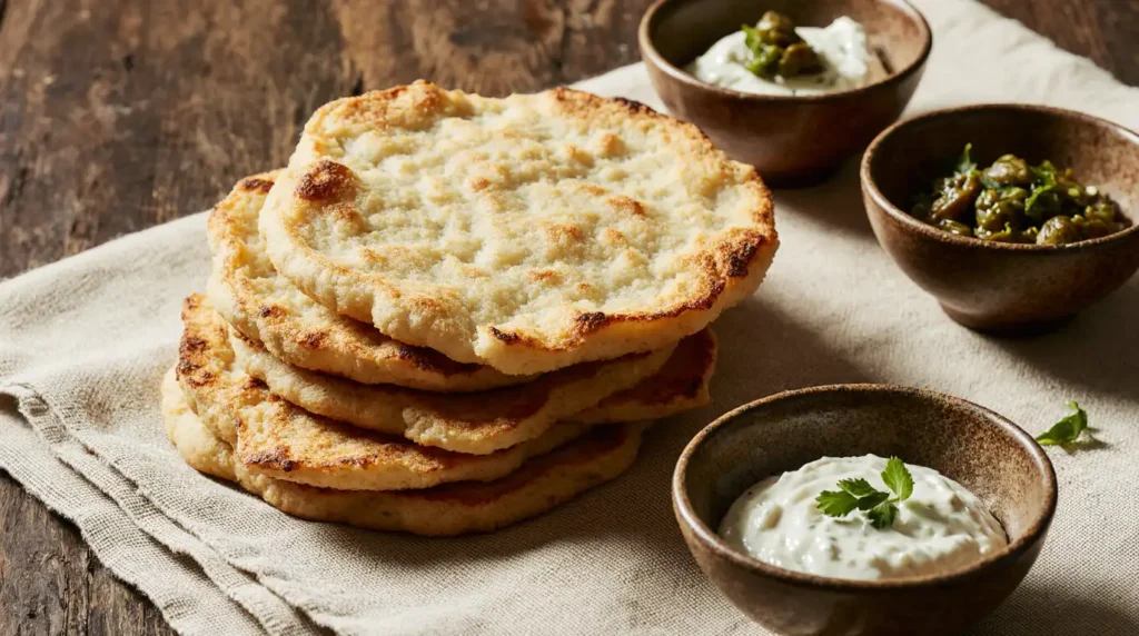 Golden sourdough discard pinwheels and rolls arranged on a wooden board, filled with herbs, cheese, or cinnamon.